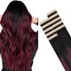 thumbnail image 1 of Extensiones de pelo con cinta adhesiva HOTBANANA, 26 cm, 10 unidades, 30 g, negro azabache a burdeos, 1 of 7