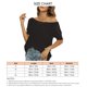 thumbnail image 5 of Camiseta informal holgada con escote calado y hombros descubiertos para mujer, manga corta, color negro S, 5 of 5