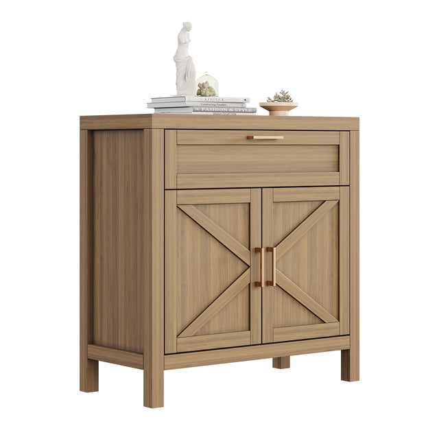 Modern Farmhouse Dining Table Sideboard – Buffet Cabinet with Adjustable Shelf, 2 Doors & Drawer, Multi-Purpose Console for Kitchen, Entryway, Coffee Bar – Walnut Color