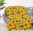 thumbnail image 2 of SKT T1 Ramen Blanket Cute Ramen Noodle Soup Japanese Food Yellow Blanket Throw for Kids Adults, Ramen Decor Ideas, Soft Lightweight Flannel Blankets for Bedroom Living Room 50"x40", 2 of 6