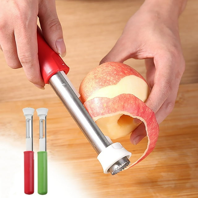 Mejor descascafal y pelador de frutas de acero inoxidable 2 en 1 - Herramienta telescópica multifuncional para manzanas, peras, fresas