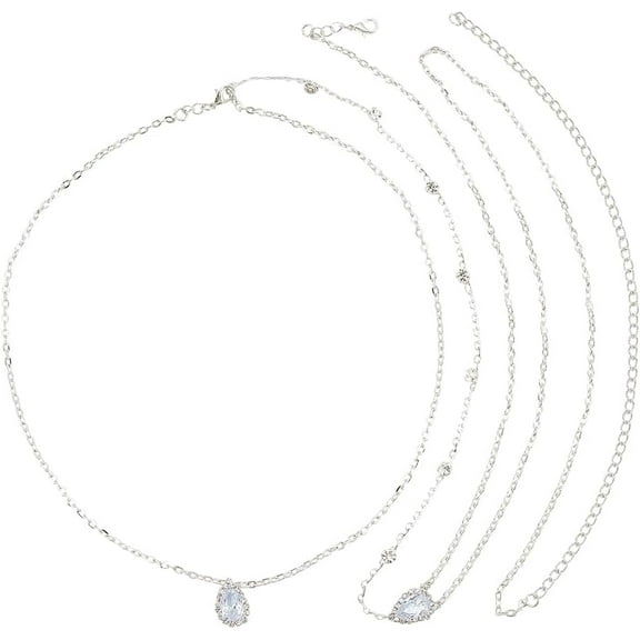 Wedding Rhinestone Back Necklace Bridal Body Chain Layered Silver Teardrop Crystal Backdrop Chain Alloy Tassel Pendant Body Decoration for Women Backless Off-shouder Dressing