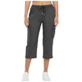 thumbnail image 1 of Pantalons Cargo Capri pour Femmes Randonnée Été Décontracté à Cordon Taille Haute Pantalons de Survêtement Amples avec Poches Pantalons Droits pour Femmes Lin Pantalons Décontractés Confortables, 1 of 6