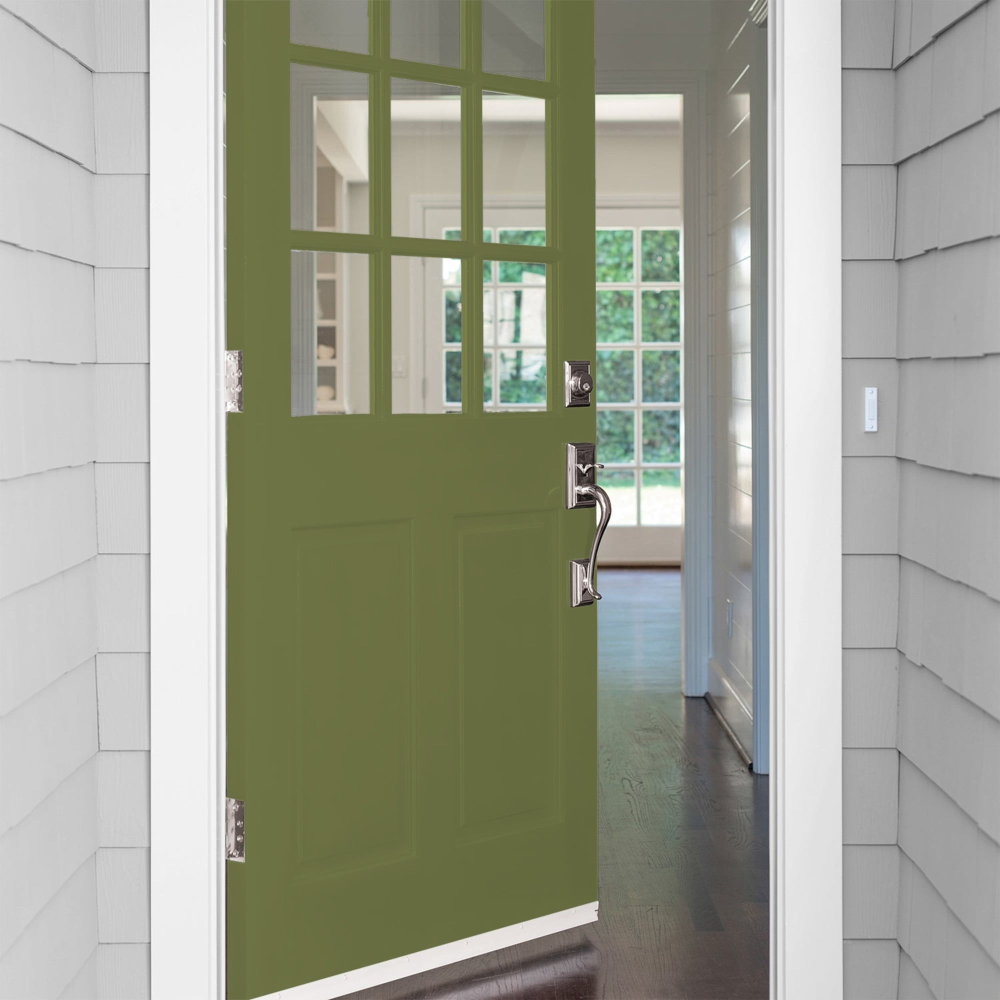 Glidden HEP Oakmoss / Green Satin Exterior Paint with Primer, 1 Gallon