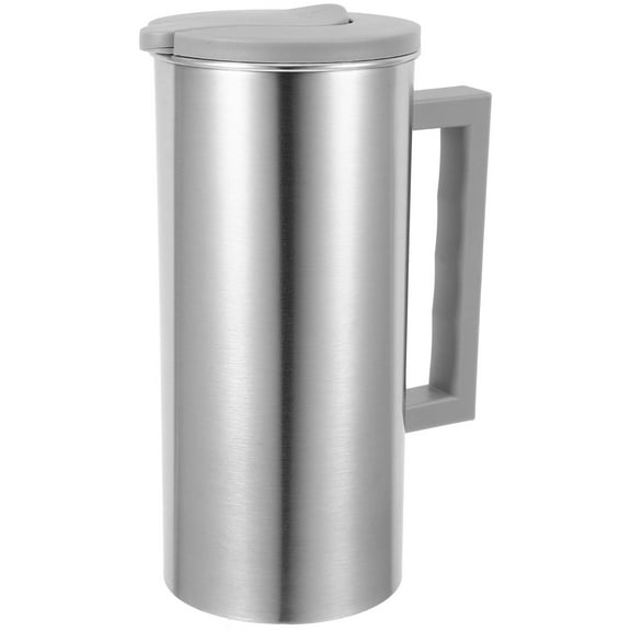 QIFULL Stainless Steel Water Pitcher with Lid Large Capacity for Home and Office Multi Beverage Jug with Handle
