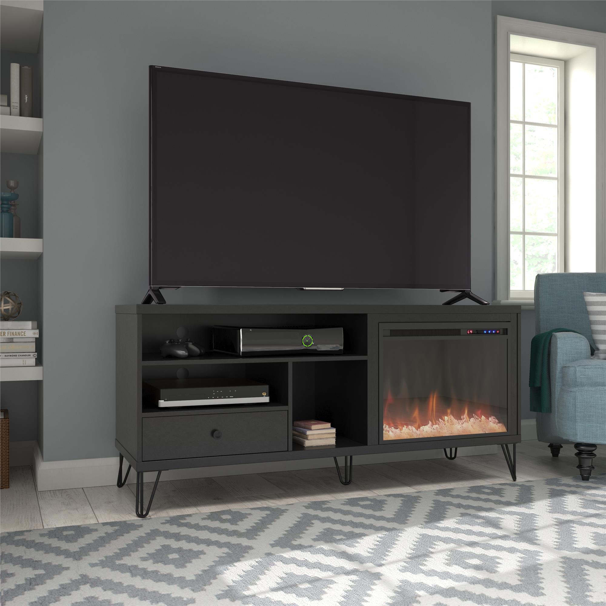 Ameriwood Home Owen Fireplace TV Stand for TVs up to 65", Black