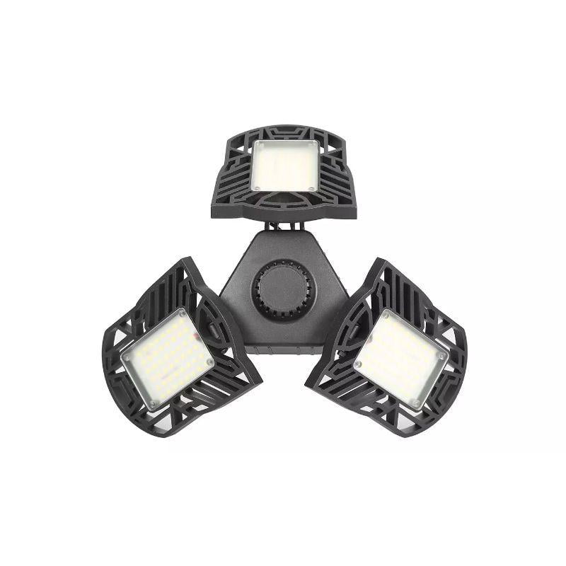 LED Garage Ceiling Light - 80W, 7000LM, 6500K, E26/E27, Adjustable Deformable Workshop Lamp, Die-Cast Aluminum