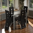 thumbnail image 2 of Tcbosik 5-Piece Dining Table Set for 4, Kitchen Table with Glass Top, 4 Upholstered Leather Chairs, Space Saving Design, Black, 2 of 9