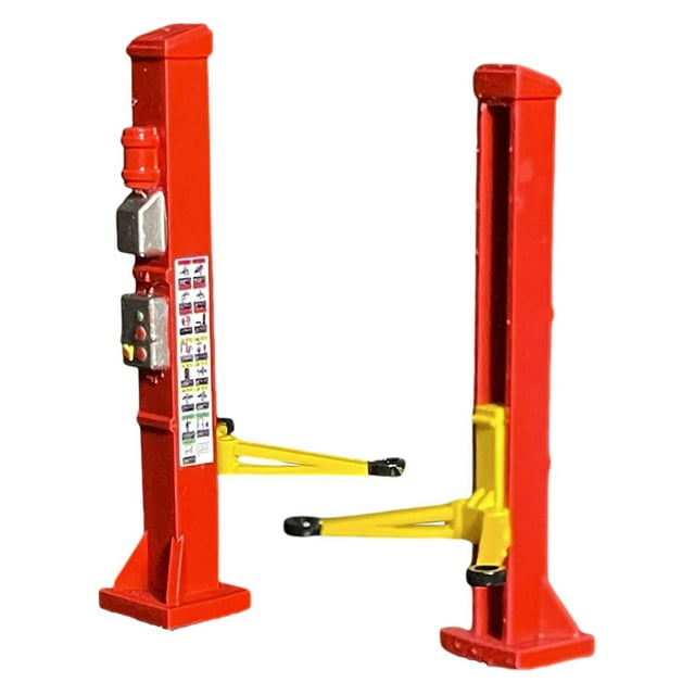 FashionCha Lift Model 1/64 Scale Car Lift Model Layout Decoration Miniature Garage Equipment Simulation Diorama Auto Repair Tool Model PP Material Suitable for Desktop Display Workshop Scene Red