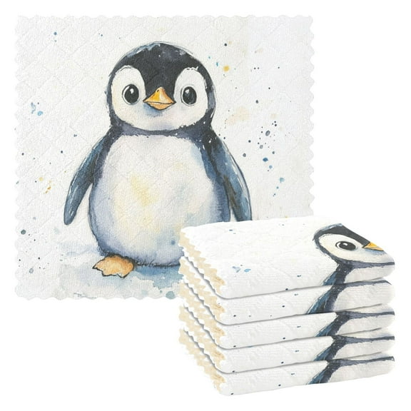 6 Pieces of Kitchen Towels 11x11Inch Kitchen Dish Cloths Kitchen Dish Towels Reuseable Cleaning Cloths Super Lovely Penguin