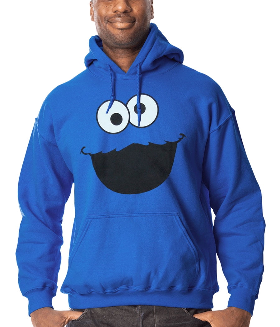 Sesame Street Apparel Adult Standard Fit Cookie Monster Face Hoodie 50 Cotton 50 Polyester Royal Blue Walmart