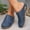 #0089-Blue, variant on Women's Distressed Faux Leather Clogs, Closed Toe Mule Slides with Side Cutouts, Chunky Wedge Heel Slippers, Versatile Fall Winter Casual Footwear Gift
