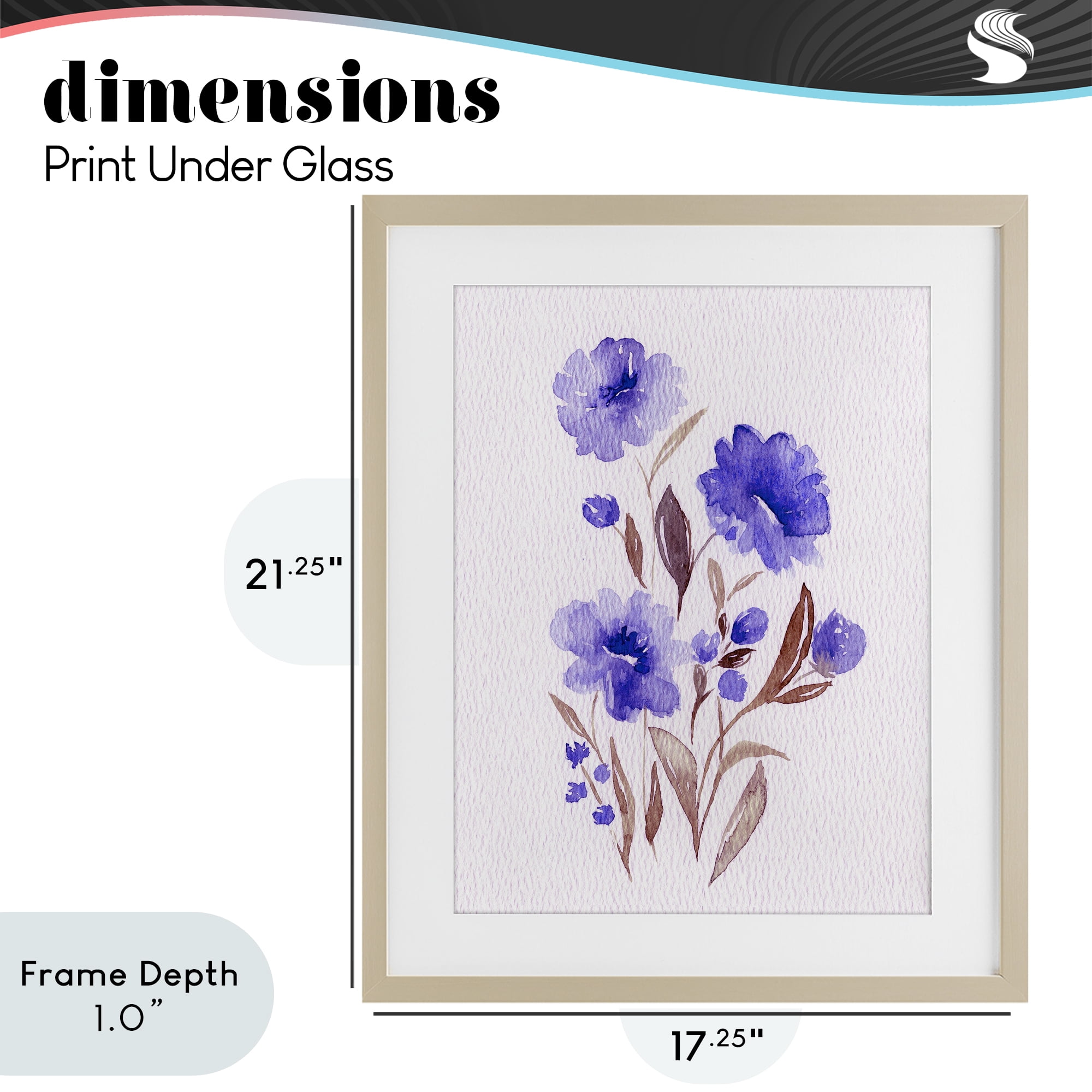 Stupell Industries Watercolor Purple Blossoms Birch Framed Print Under Glass, design by Leah Noel Art