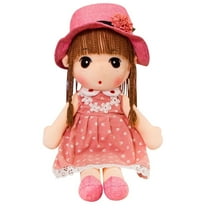 BINGLI Soft Baby Doll with Clothes, 17.7 Cute Rag Doll Ragdoll Plush Stuffed Toy with Hat Skirt Handmade Princess Plush Toy Baby Girls Sleeping Partner Doll Xmas Birthday Gift