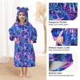 thumbnail image 3 of FORMRS Wearable Blanket Hoodie with Sleeves for Kids Cozy Flannel Sweatshirt, Neon Pink Starfish, 3 of 7