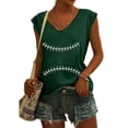 thumbnail image 2 of Camisetas sin mangas con cuello en V de verano para mujer, camisetas de manga corta con estampado de elementos de béisbol Retro OAVQHLG3B Store  lin121212, 2 of 5