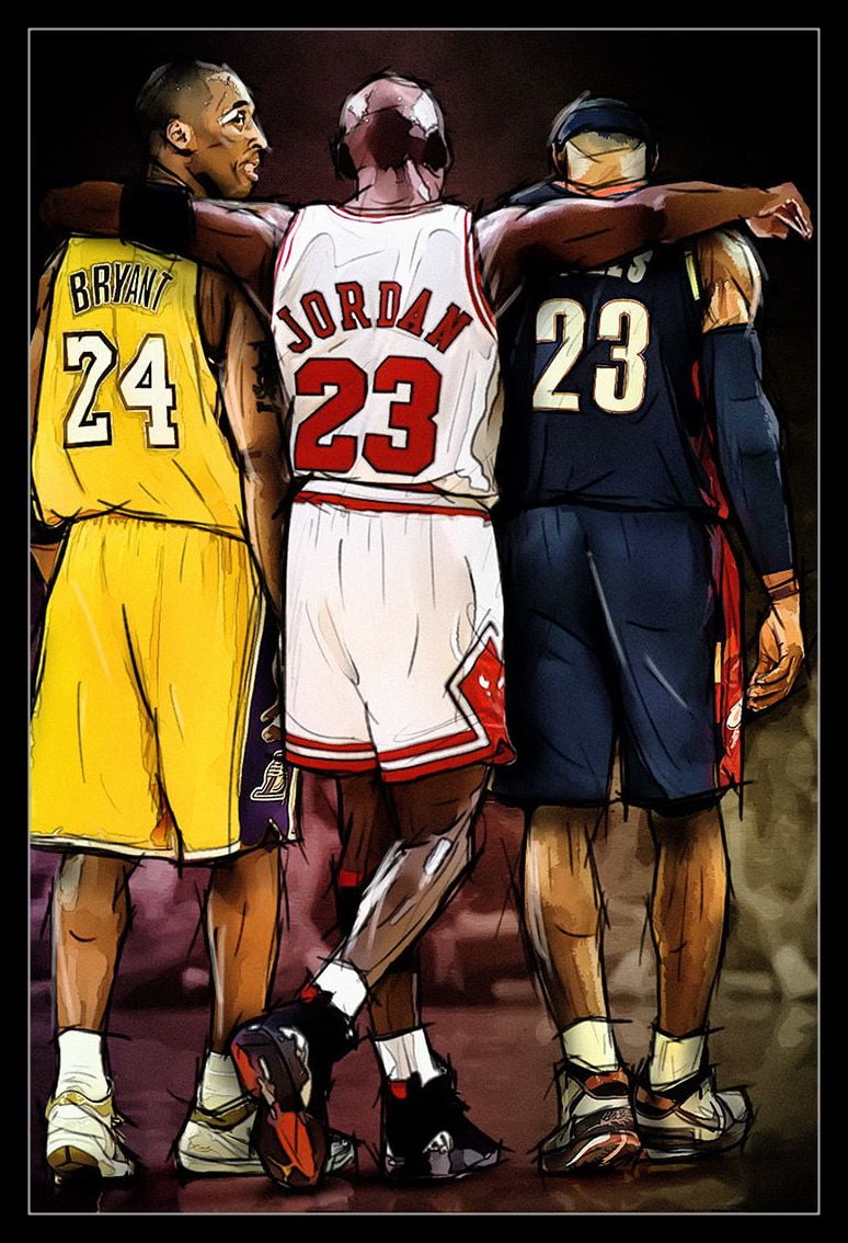 Jordan, Kobe, Lebron Laminated \u0026 Framed Poster Print (24 x 36) - Walmart.com