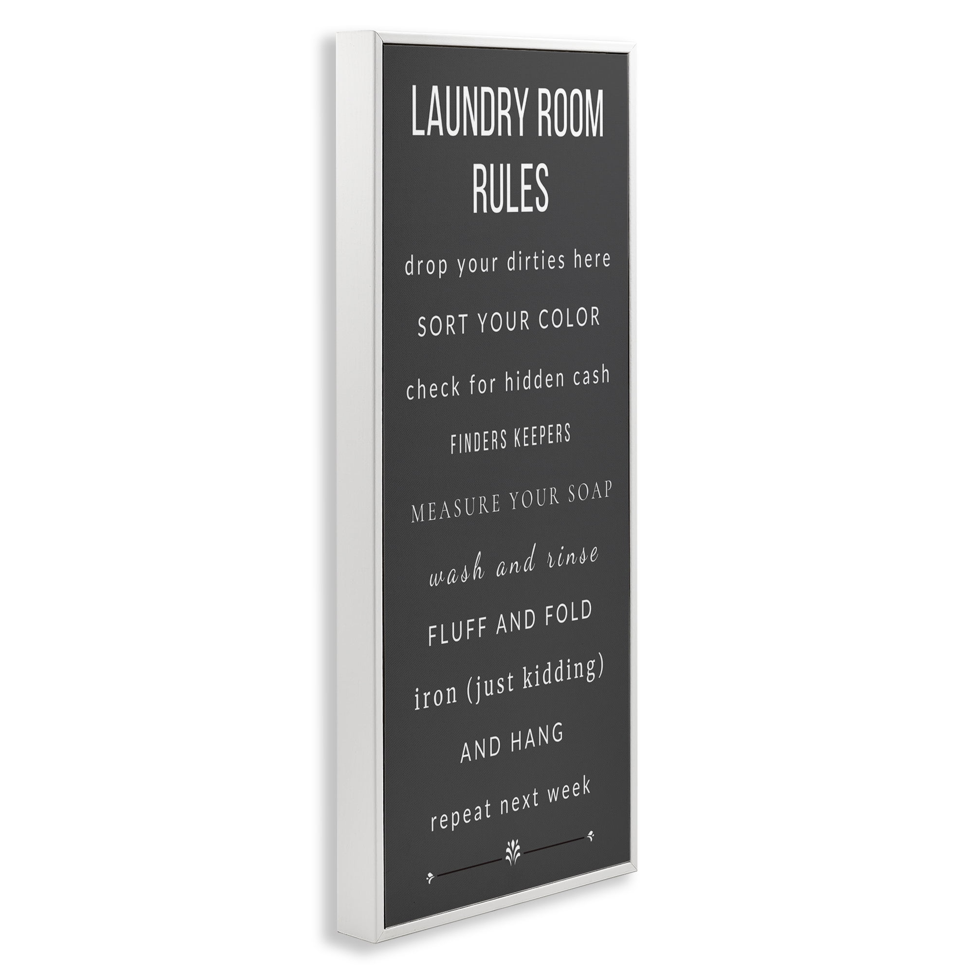 Grey Rules of Laundry Room White Framed Giclee Art, design by Julia Frost