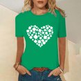 thumbnail image 2 of Pompotops Femmes Casual St. Patrick'S Day Imprimé Manches Courtes Col Rond Pull-Shirt Tops, 2 of 5