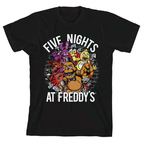 Five Nights at Freddy's Favorite Characters Youth Boy Black Short Sleeve Tee - Medium