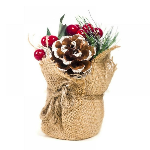 Mini Pine Berry Christmas Tree Artificial Flowers Plant DIY Xmas Plants
