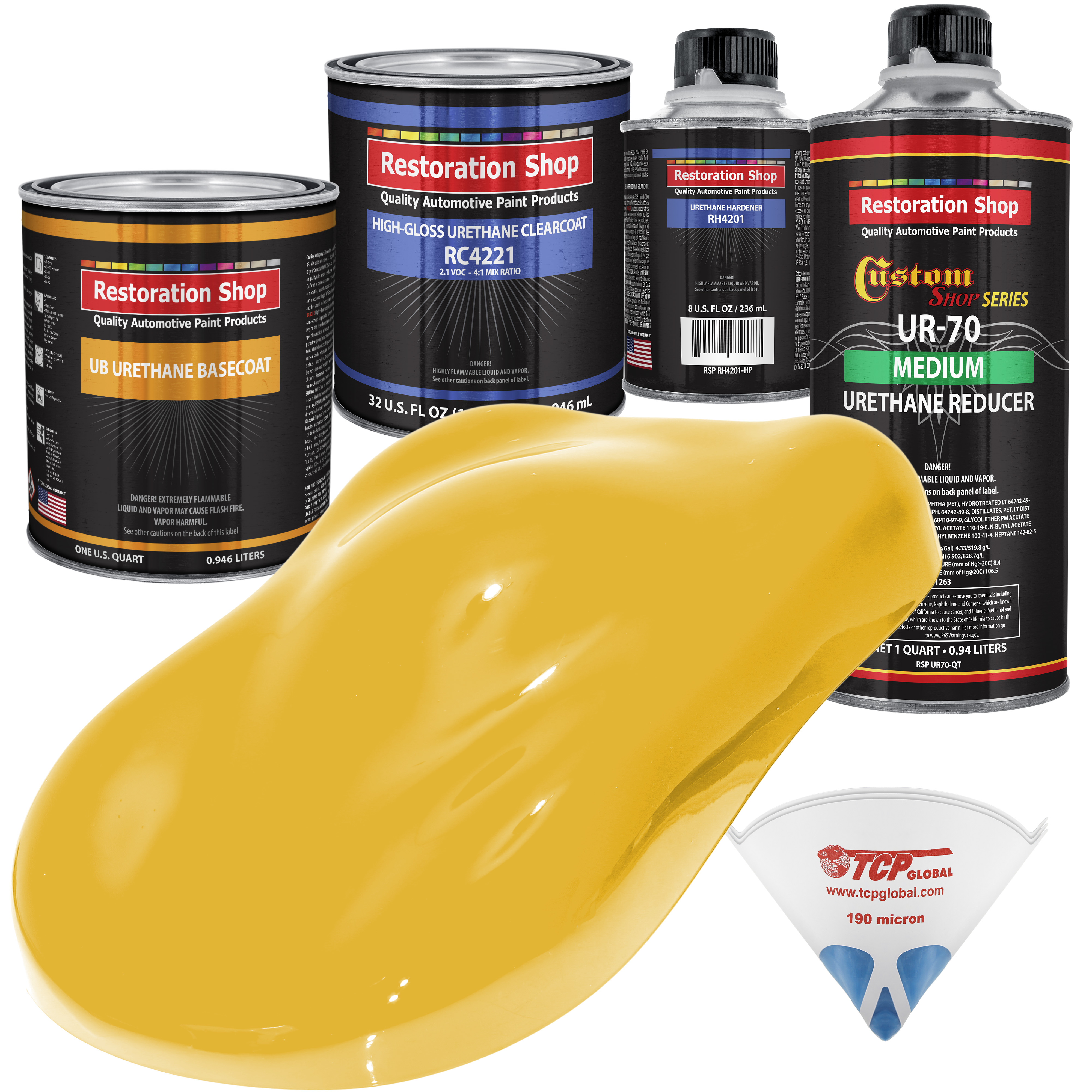Canary Yellow Quart URETHANE BASECOAT CLEARCOAT Car Auto Body Paint Kit