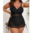 thumbnail image 6 of One Piece Swimsuits for Women Plus Size V-Neck Bodycon Shapewear Twist Ruched Front Mesh Bathing Suit L-5XL, 6 of 8