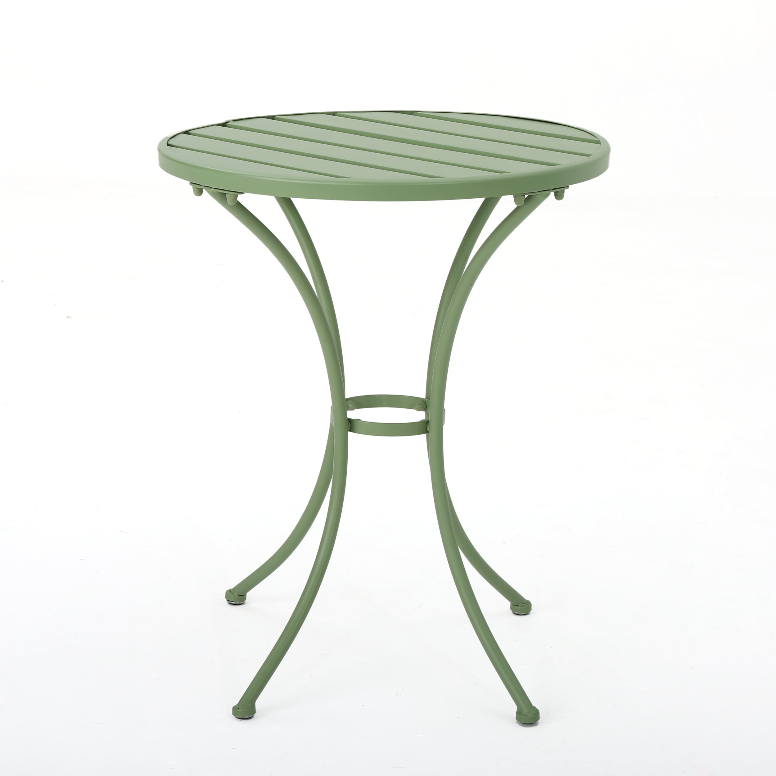 Outdoor 3 Piece Metal Frame Leisure Bistro Set, Combined Table and Chairs for Patio Garden, Chartreuse Green