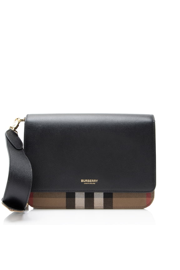 Pre-Owned Burberry Leather House Check Mackford Crossbody