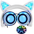 thumbnail image 1 of Auriculares tipo oreja de gato con luz LED intermitente, para niñas, niños, compatibles con PC portátil, teléfono inteligente, MP3 (blanco) JFHHH pequeña, 1 of 4