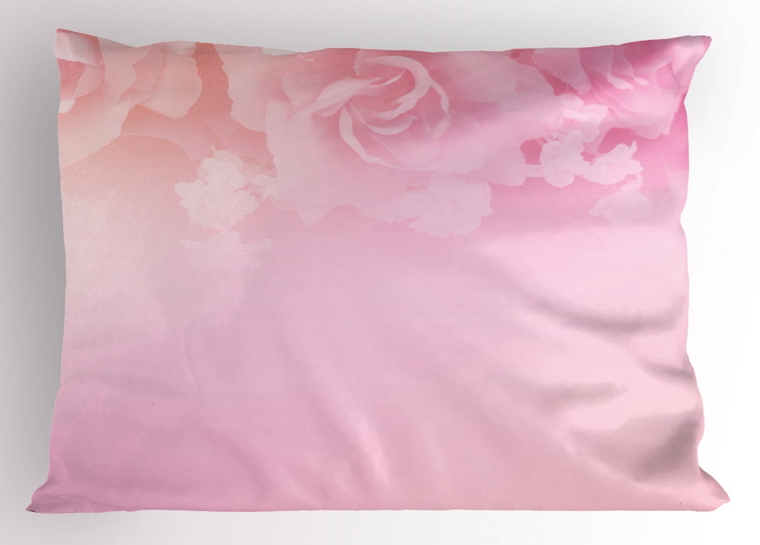 Light Pink Pillow Sham Rose Petals in Soft Pastel Tones Romantic Bridal Floral Valentines