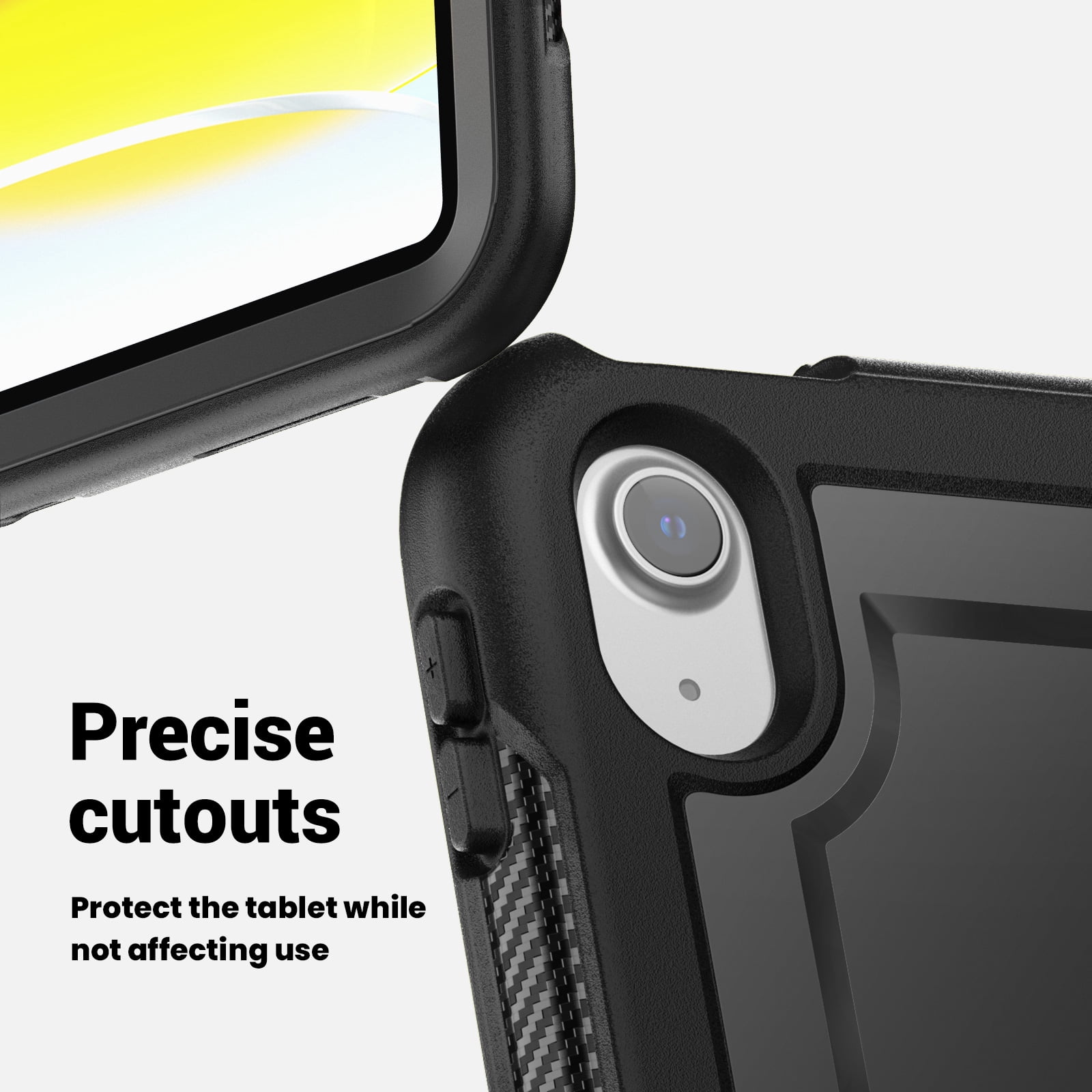 Shockproof Case for Apple iPad 11th 10th Generation 2025 2022, Rugged Hybrid Protective Cover with Pencil Holder & Shoulder Strap Kids Friendly Rotating Stand Case for iPad 11th 10th Gen, Black