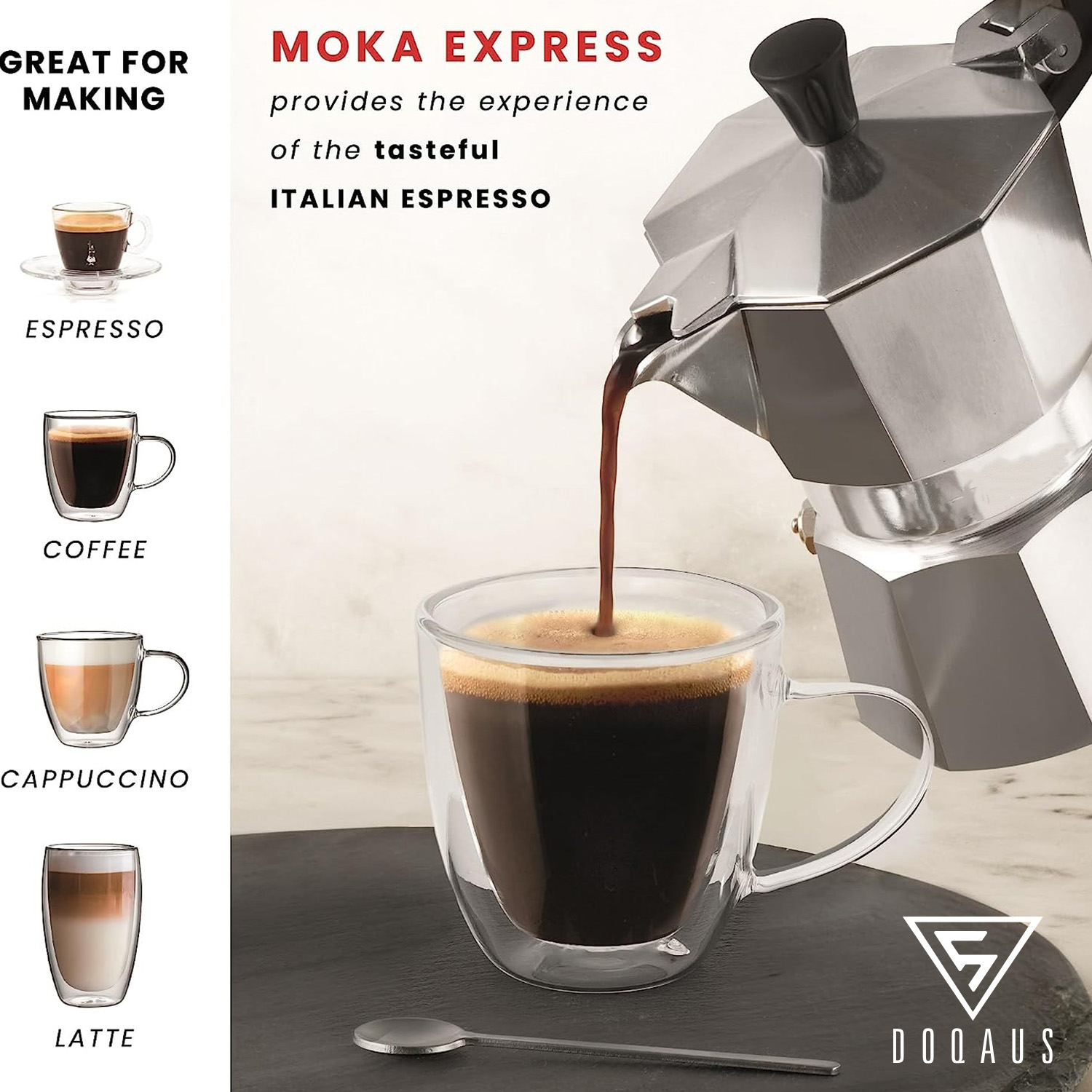 Iconic Stovetop Espresso and Coffee Maker that makes Real Italian Coffee, Moka Pot 3 Cups (4.3 Oz - 130 Ml), Aluminium