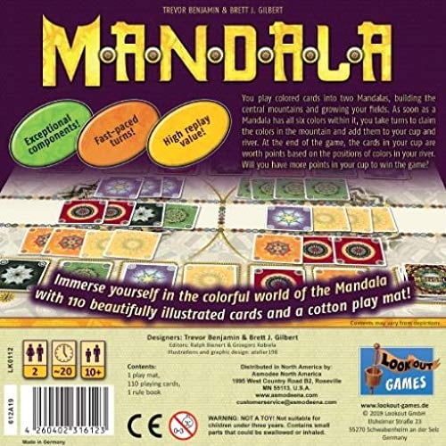 Juego de mesa Mandala Desafiante Lookout Games para dos jugadores arte abstracto