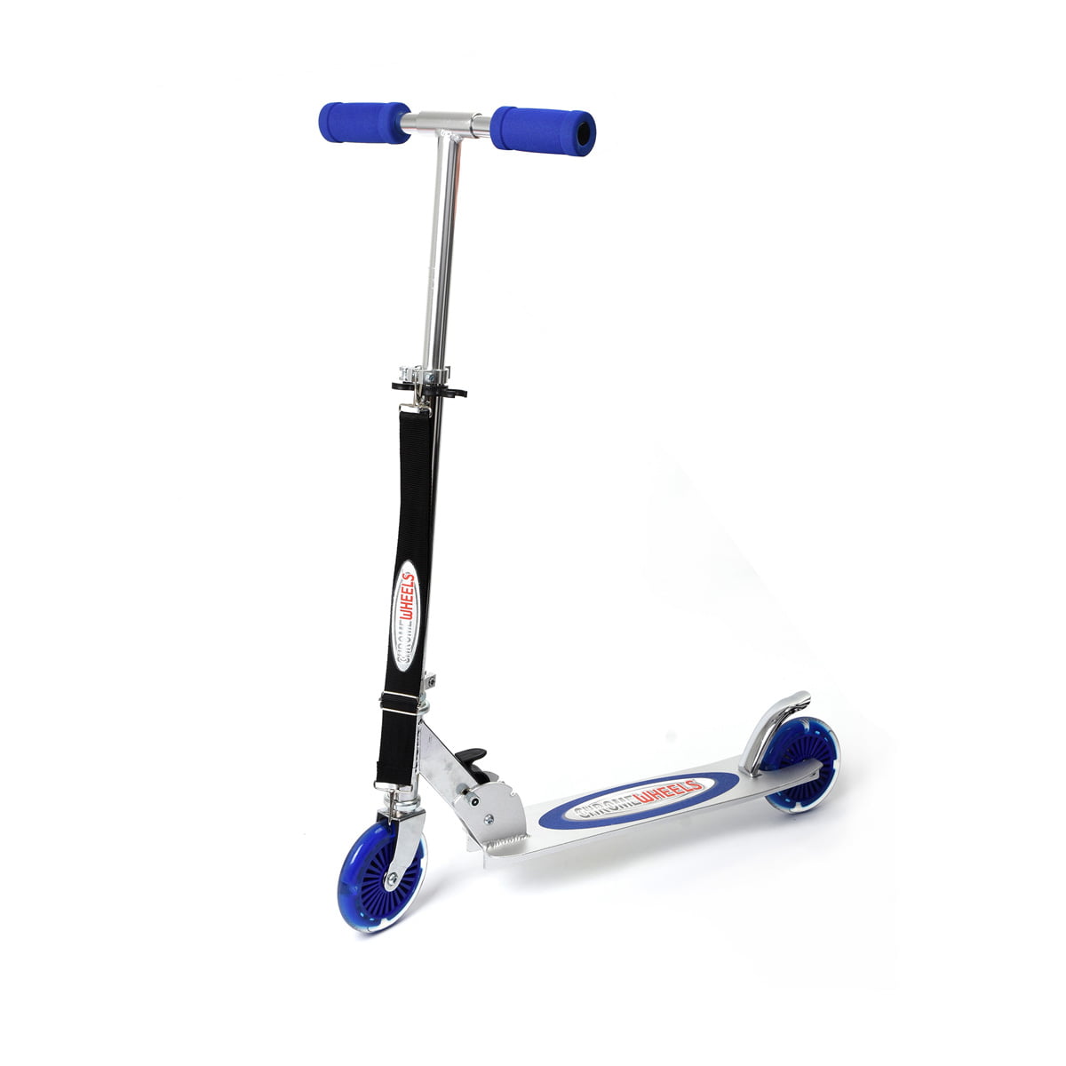 ChromeWheels Kick Scooter Best Gift for Age 6 up Kids Girls Boys Teens 200lb Weight Limit Deluxe 8 Large 2 Light Up Wheels Wide Deck 5 Adjustable Height with Kickstand Foldable Scooters 