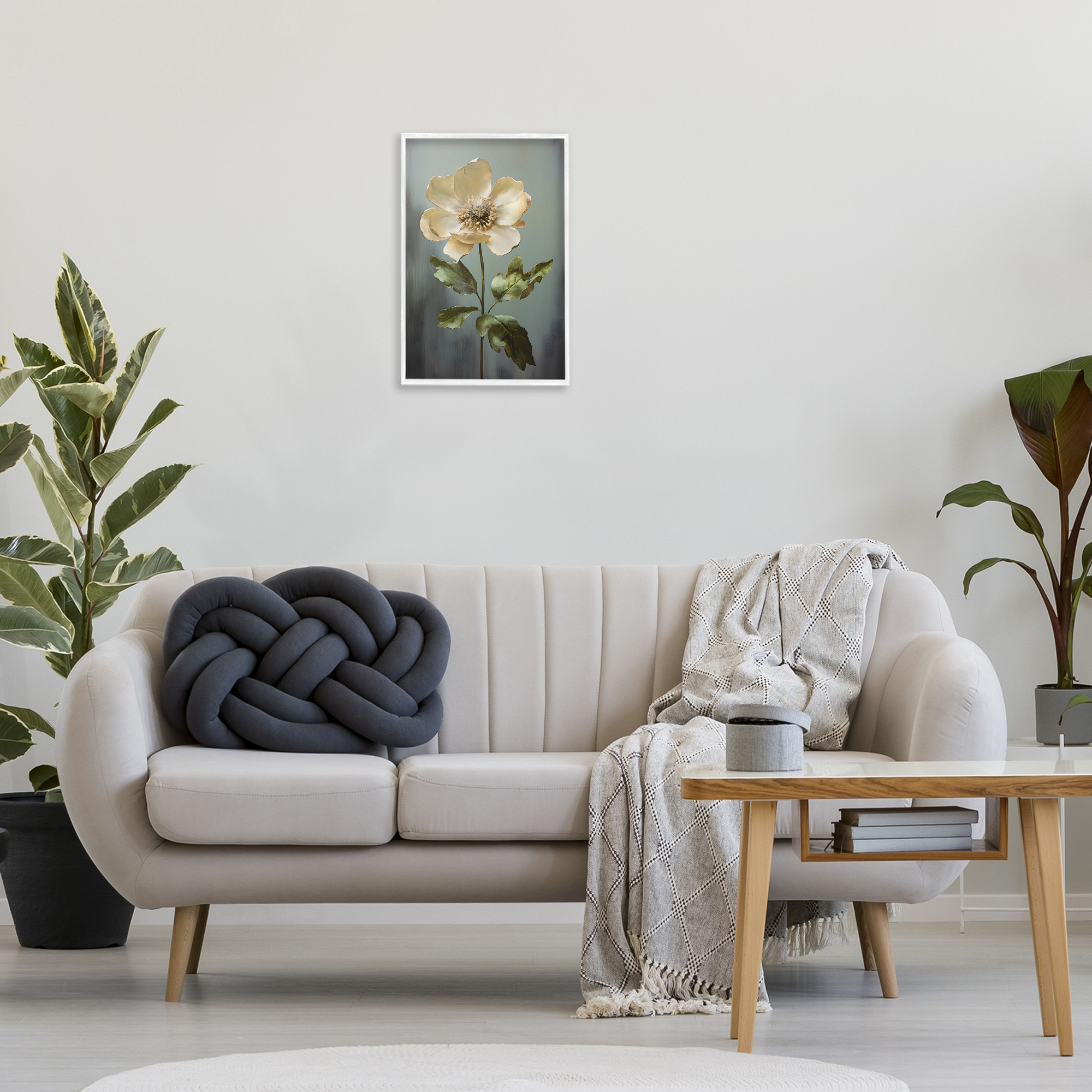 Stupell Industries White Floret Bloom Botanical & Floral Painting White Framed Art Print Wall Art, 16 x 24