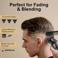 thumbnail image 4 of KEMEI 2299 Hair Trimmer for Men, Zero Gapped T-Blade Clippers for Edging & Lining, Cordless Barber Liners with Extra Replacement Blade, USB Rechargeable Grooming Kit for Beard & Dry Shaving (Black), 4 of 7