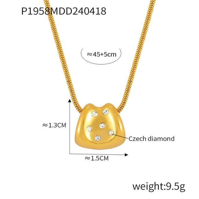 Zhuge Colgante de collar hecho a mano, engastado con colgante de falda pequeña de circonita, collar de acero de titanio (oro + blanco)