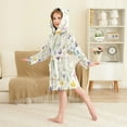 thumbnail image 4 of FORMRS Niños Bathrobe Unisex Hooded Robe Soft Plush Pajamas Sleepwear, Size 7-9T, Blue Floral Rabbit, 4 of 7