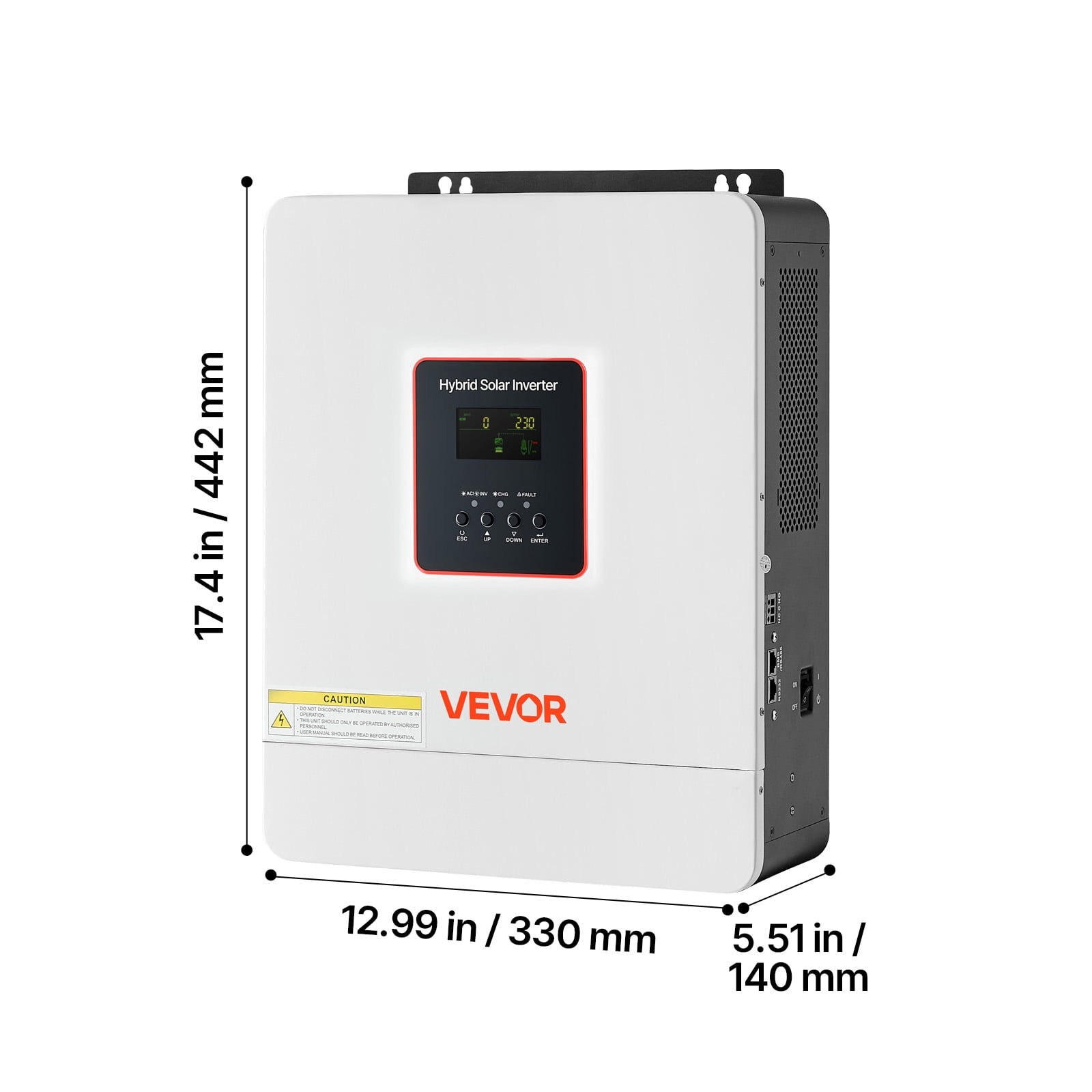 VEVOR 4000W Hybrid Solar Inverter, 24V DC to 230V AC, Pure Sine Wave Power Inverter Charger, with Built-in 120A MPPT Solar Controller, WiFi Module, Single-Phase,for Lead Acid Lithium Battery off-Grid
