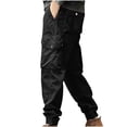 thumbnail image 5 of YUGYXL Big and Tall Cargo Pants for Men Casual Drawstring Tapered Pants Stretch Waist Joggers Pants Black L, 5 of 5