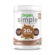 Orgain Simple Organic Plant Protein Powder, Chocolate - 20g of Protein, Vegan, Made with Fewer Ingredients and Without Dairy, Gluten and Stevia, Kosher, Non-GMO, 1.25 Lb (Packaging May Vary)
