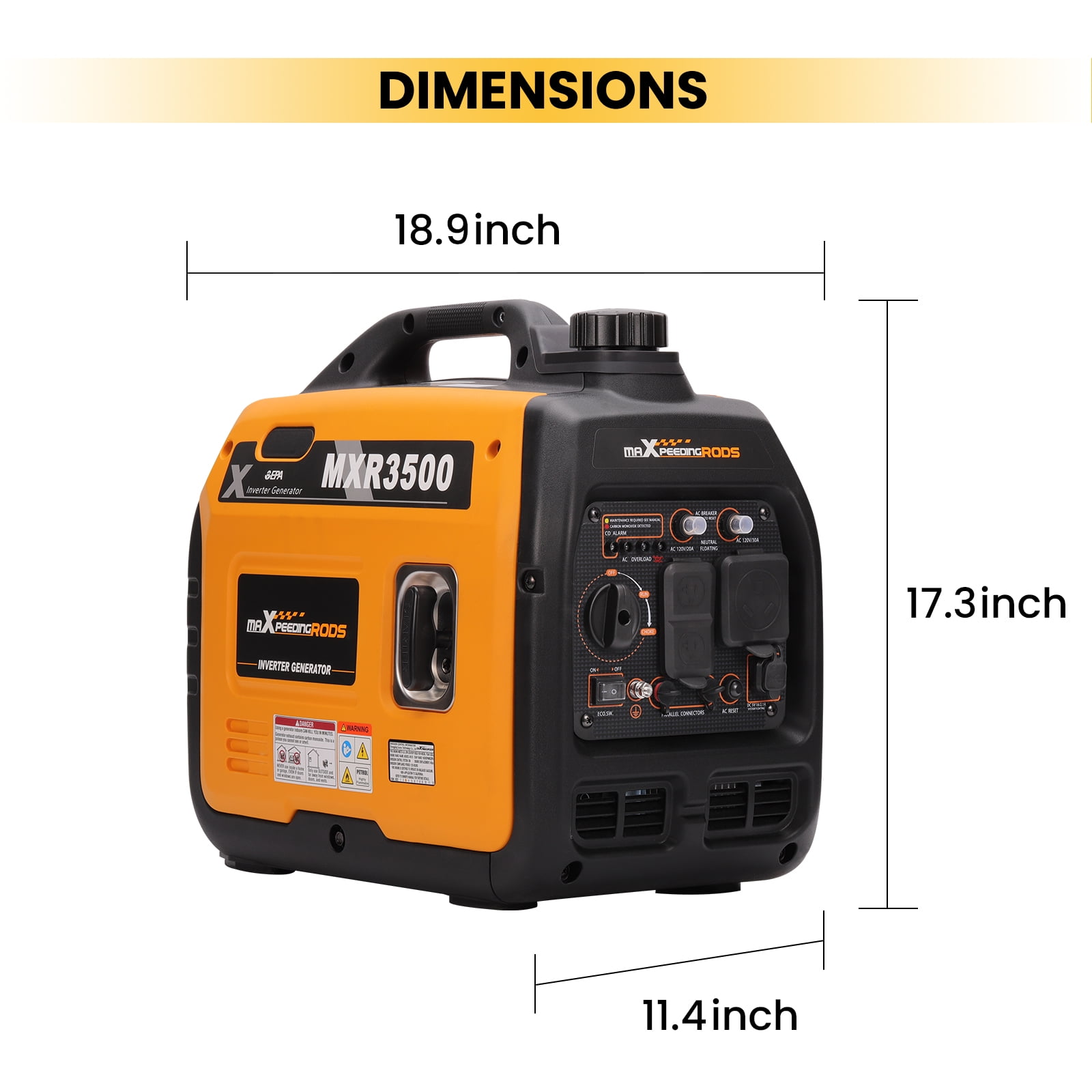 3500W Power Equipment 3500 Watt Ultralight Portable Inverter Generator with USB Ports Super Quiet Power Station