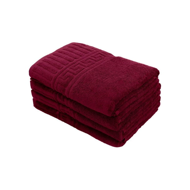 Pack of 4 Maroon Red Luxury Bath Towels Set 100 Cotton (27 x 55 Inch) Highly Absorbent and