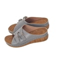 thumbnail image 4 of Eltusu Women Slide Sandals, Open Toe Casual Slip On Soft Bottom Summer Wedge Shoes Gray Size 6, 4 of 7
