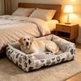 thumbnail image 6 of Sahpxhe Winter Dog Bed, Rectangular High Bolster Warm Plush Pet Bed With Cartoon Animal Print For Indoor Cats And Small Medium Dogs, 6 of 6