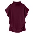 thumbnail image 3 of HAJWOH Women's Half Turtleneck Sleeve T-Shirt Solid Color Mock Neck Dolman Short Sleeve Top Casual Fashion Loose Shirt, 3 of 6