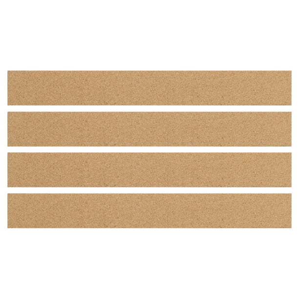 Uxcell 15"x2" 1/2" Thick Cork Board Tiles, 4 Pack Self Adhesive Strip