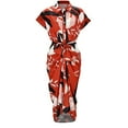 thumbnail image 4 of WILLBEST Robes Femmes Été Femmes Été Imprimé Floral Robe Décontractée Été Manches Courtes Boutons Longueur Mi-Longue avec Ceinture pour Confort Élégant, 4 of 8