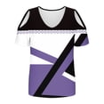 thumbnail image 4 of Puntoco Liquidación de blusas cortas para mujer, blusas estampadas para mujer, blusas de manga corta con escote en V y hombros descubiertos, blusas de moda, 4 of 5